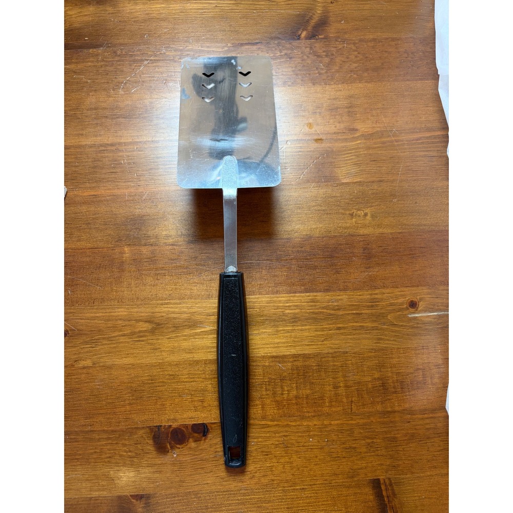Vintage EKCO Stainless Steel Spatula Slotted Turner Black Handle Made in USA MCM